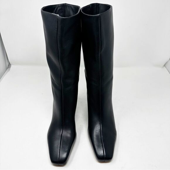 Vince Slouchy Wedge Leather Tall Boot Size 7 Beverly Square Toe - Picture 4 of 9